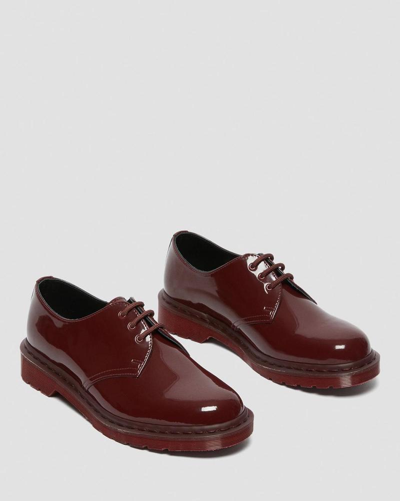 Women's Dr Martens 1461 Made in England Mono Patent Leather Oxfords Shoes Red | AU 354VRW